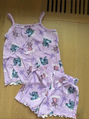 Girls' Lavender Stitch & Angel Two-Piece Pajama Set XS (4/5T)